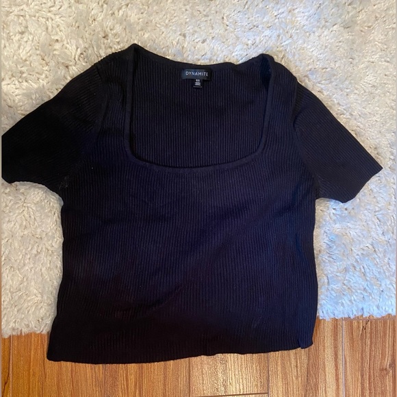 Dynamite Black Ribbed Top - Picture 1 of 3
